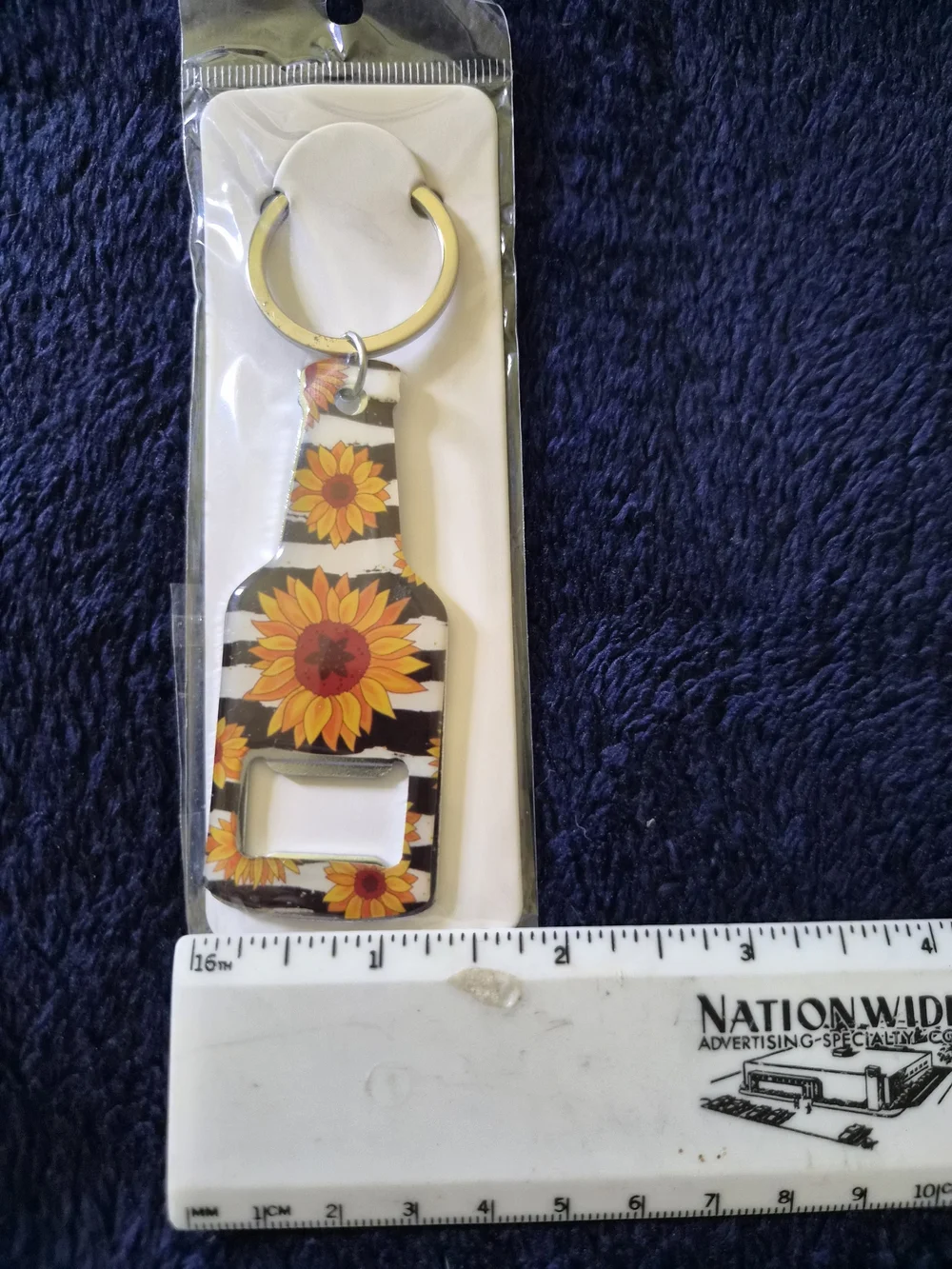 Sunflower Bottle Opener Keychain - Yellow, Orange, Brown